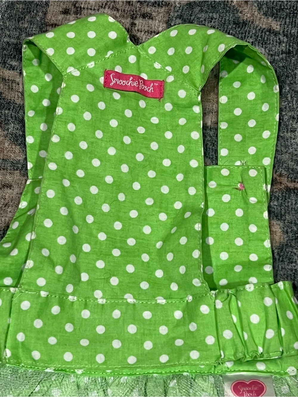 Smoochie Pooch by SimplyShe Green Polka Dot Dog Apron Dress size M - Picture 4 of 6